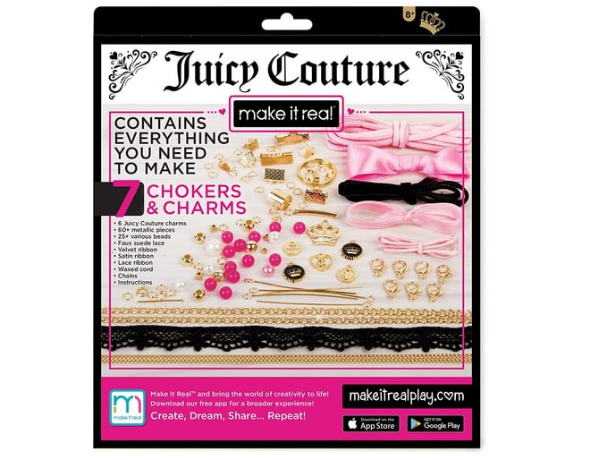  Make It Real: Juicy Coture Chains & Charms, DIY Bracelet Kit,  Includes 12 Juicy Coture Charms, Makes Up to 5 Bracelets, Helps Young Girls  Develop Fine Motor & Visual Skills, for