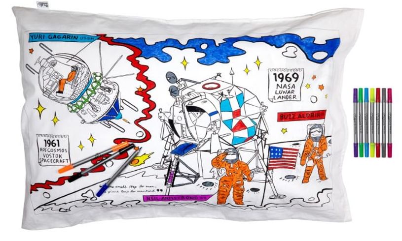 space explorer pillowcase drawn on