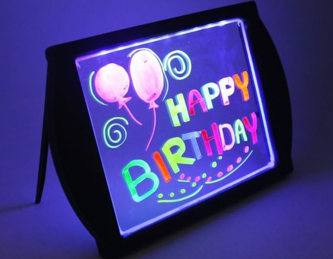 Black glow art neon effect drawing board