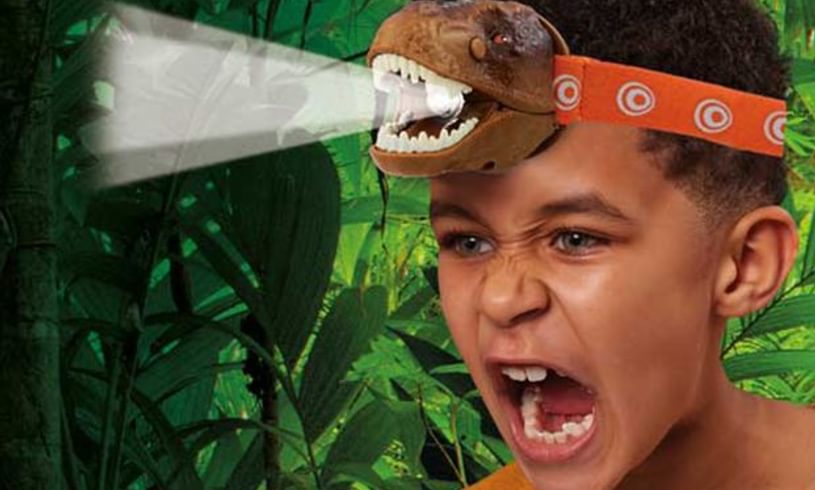 T rex head torch Brainstorm worn by boy