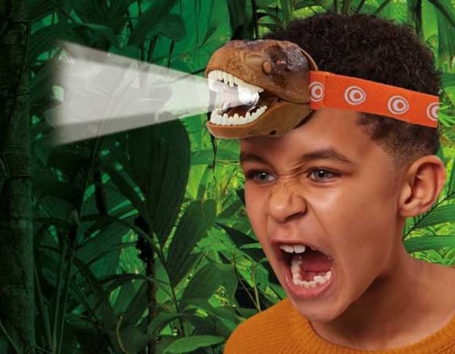 SUN DinoBryte Dinosaur T-Rex LED Head Lamp Light with Roaring Sound Kids  Camping