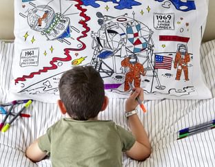 space explorer pillowcase with boy