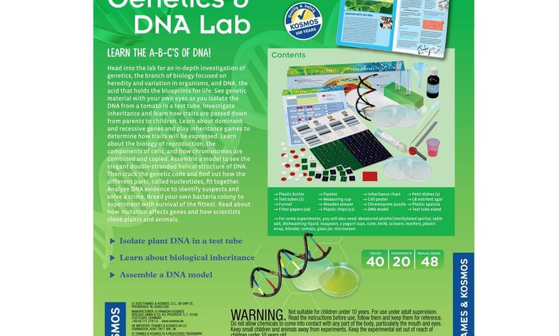 Genetics and DNA Experiment Kit Packaging