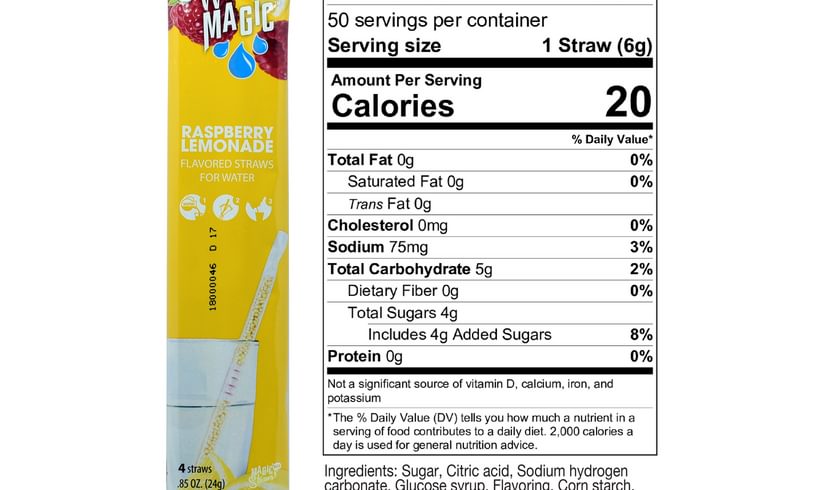 Water Magic Straws Strawberry Lemonade Nutritional Information