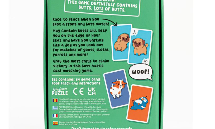 May Contain Butts Matching Game box back