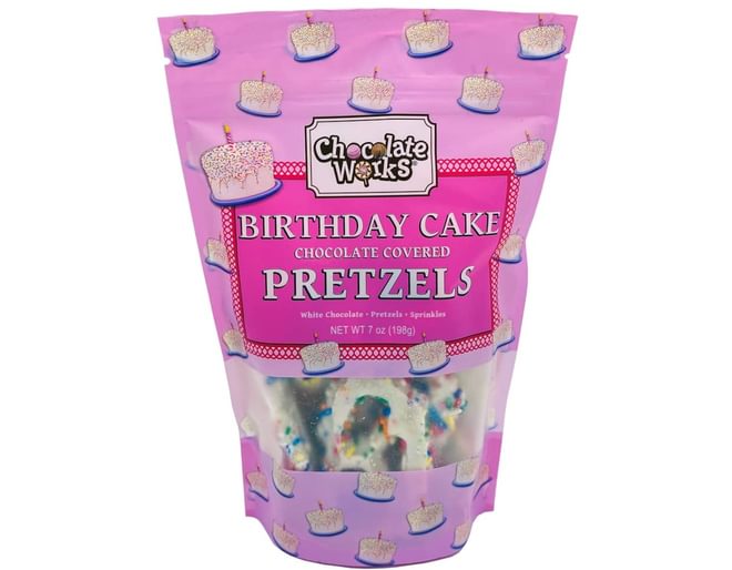 Birthday Cake Chocolate Pretzels Bag