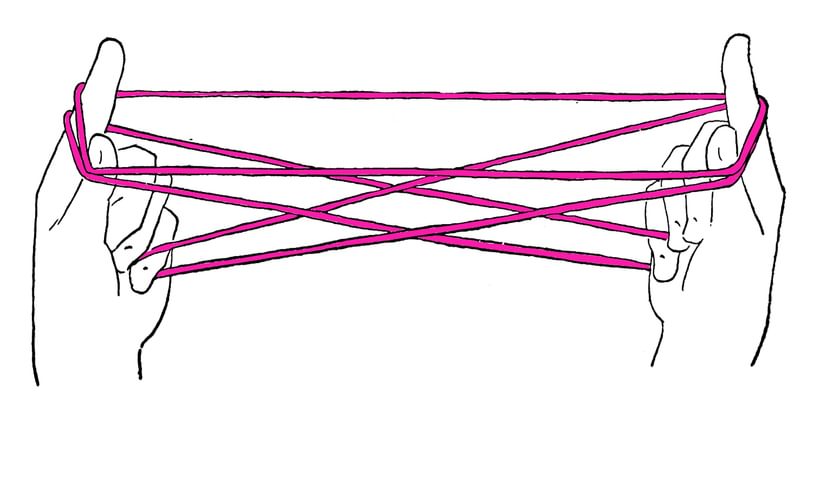 cats cradle pink purple string